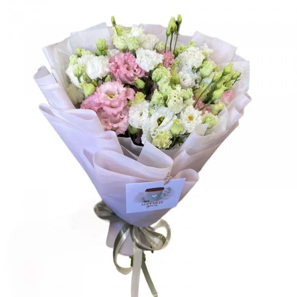 Букет из розовых и белых эустом Уникально шикарный