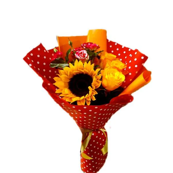 Букет из подсолнуха и роз Жизнерадостный Подарок