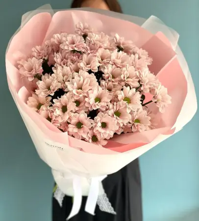 Букет из розовых кустовых хризантем Нежные мечты