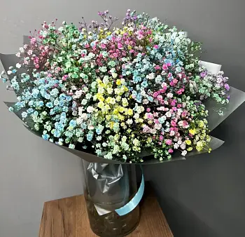 Букет из разноцветной гипсофилы Радуга из гипсофилы