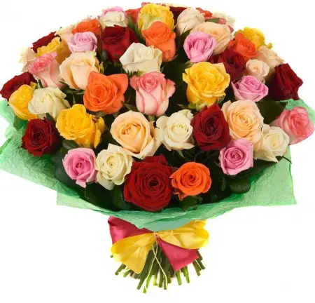 Букет из 101 разноцветной розы Красочный микс