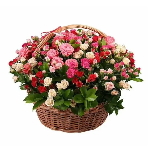 Корзина из кустовых роз Корзина ярких мыслей