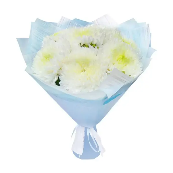 Букет белых хризантем Пломбир
