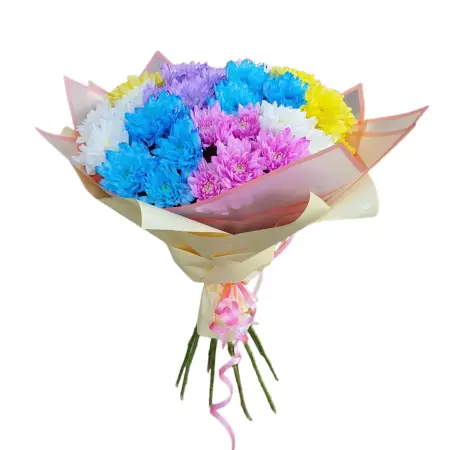 Букет из кустовых хризантем Разноцветный подарок