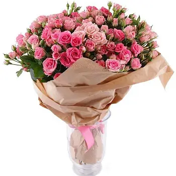 Букет из розовых кустовых роз Малиновый джем