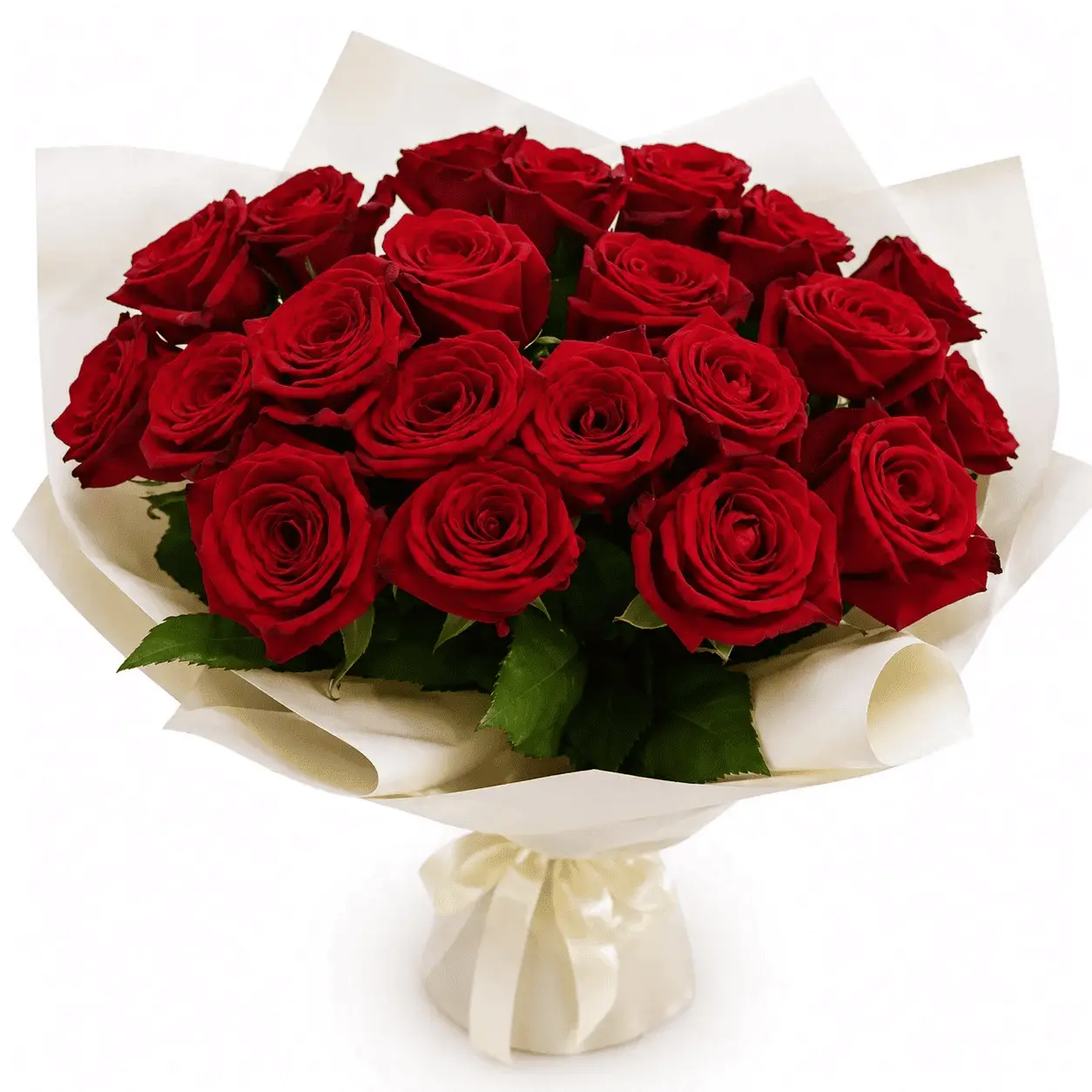 Букет из 21 красной розы в упаковке