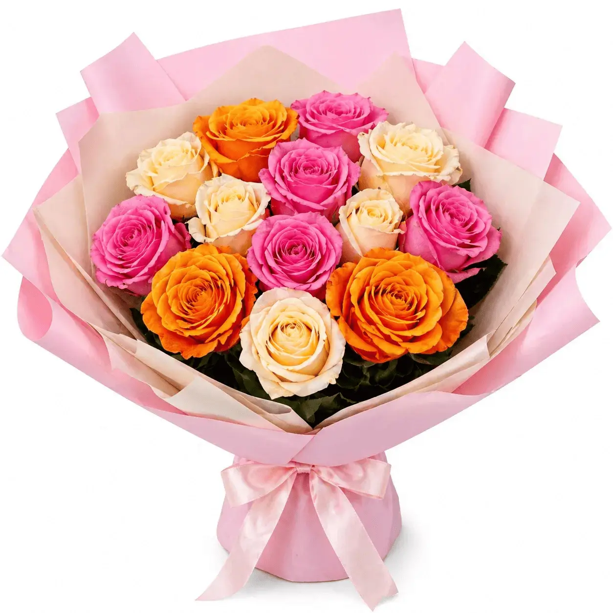 Букет из 13 разноцветных роз