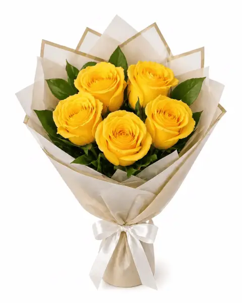 Букет из 5 желтых роз