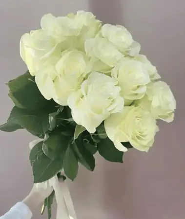 Букет из 11 белых роз под ленту