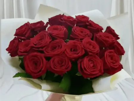 Букет из 21 красной розы в упаковке